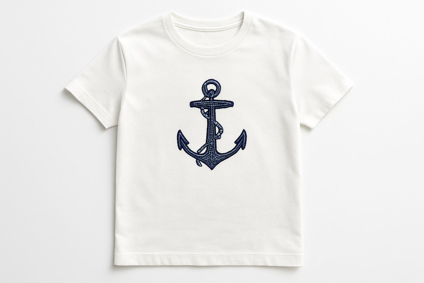 T-Shirt mit Anker-Bestickung