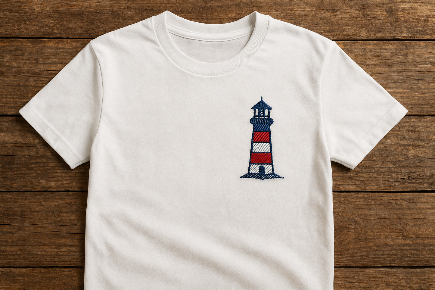 T-Shirt mit Leuchtturm-Bestickung