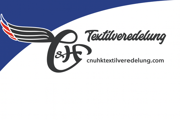 Logo mit blauem Hintergrund und Website