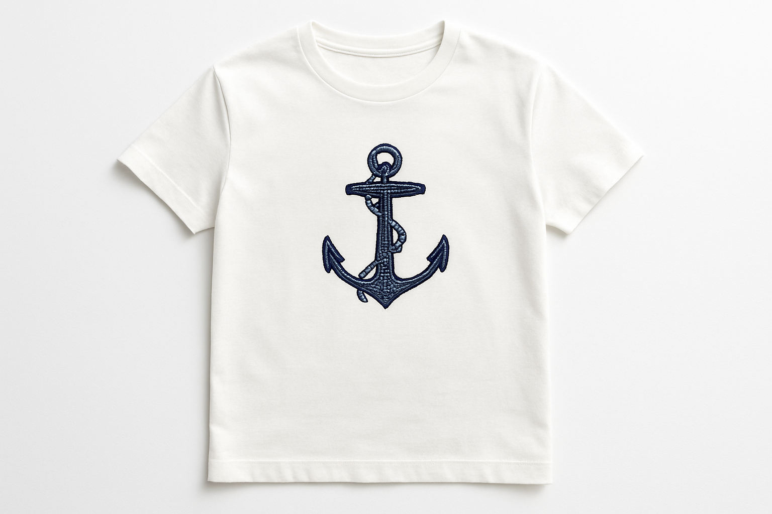 T-Shirt mit Anker-Bestickung