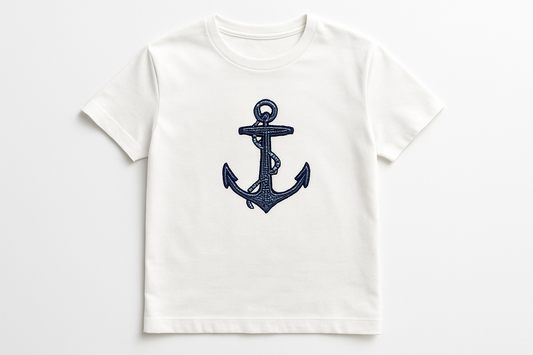 T-Shirt mit Anker-Bestickung