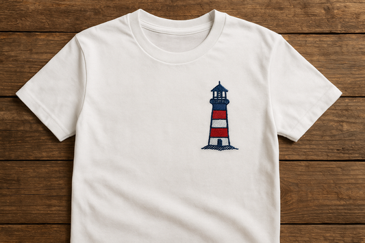 T-Shirt mit Leuchtturm-Bestickung